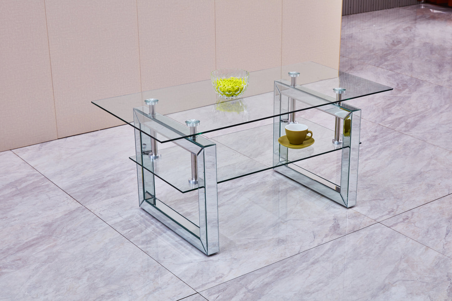 39.4" Transparent Glass Coffee Table