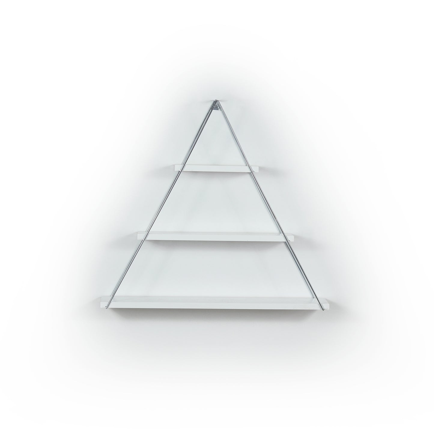 Moset Floating Wall Mounted Triangle Shelf, White/Chrome