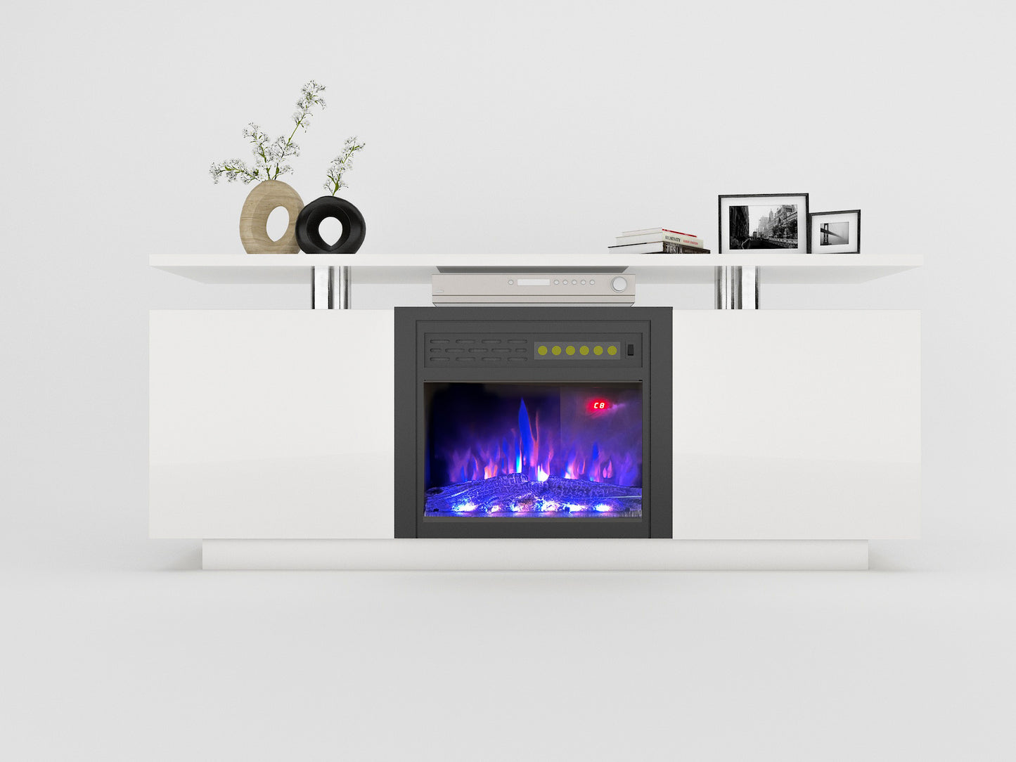 High Gloss TV Cabinet with Fireplace