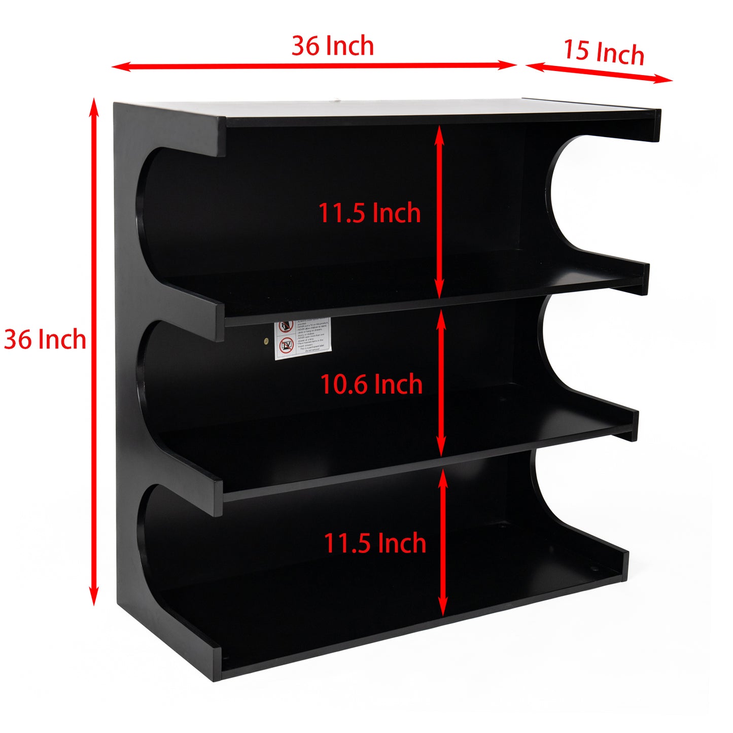 Multifunctional 4-Tier Black Bookshelf & Coffee Table