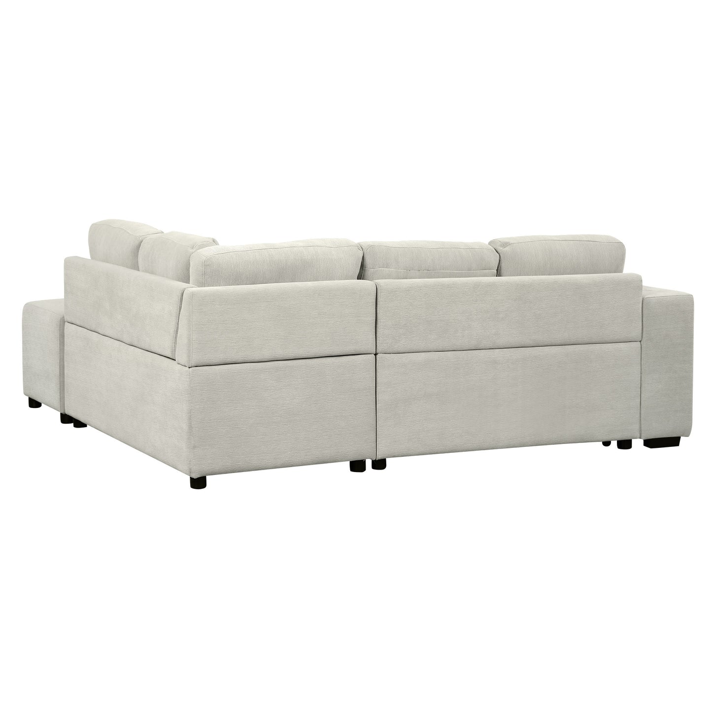 86.6 L-Shaped Sofa Bed with Ottoman, USB Ports & Cup Holders, Gray