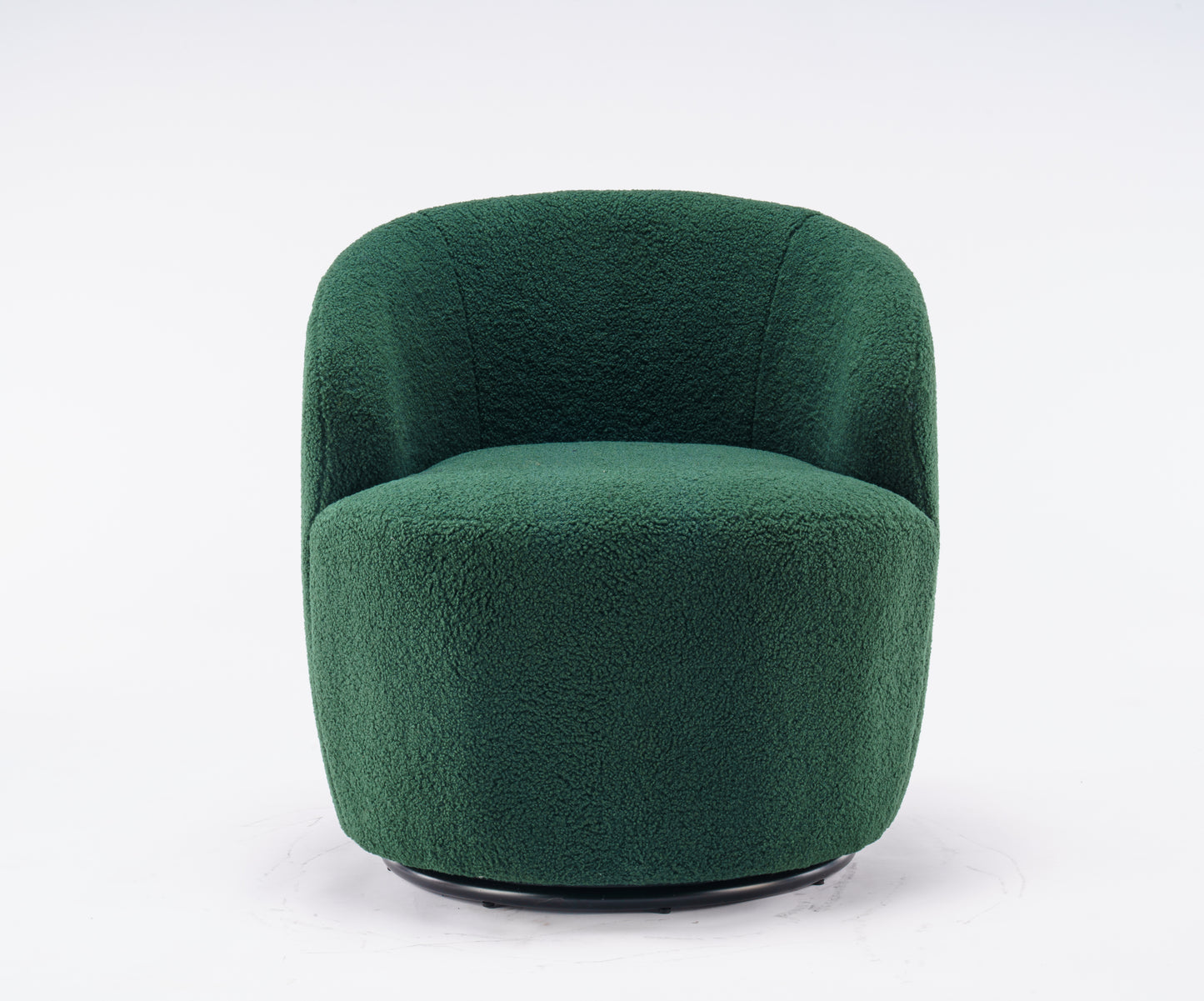 Accent Swivel Armchair with a black metal ring - Dark Green