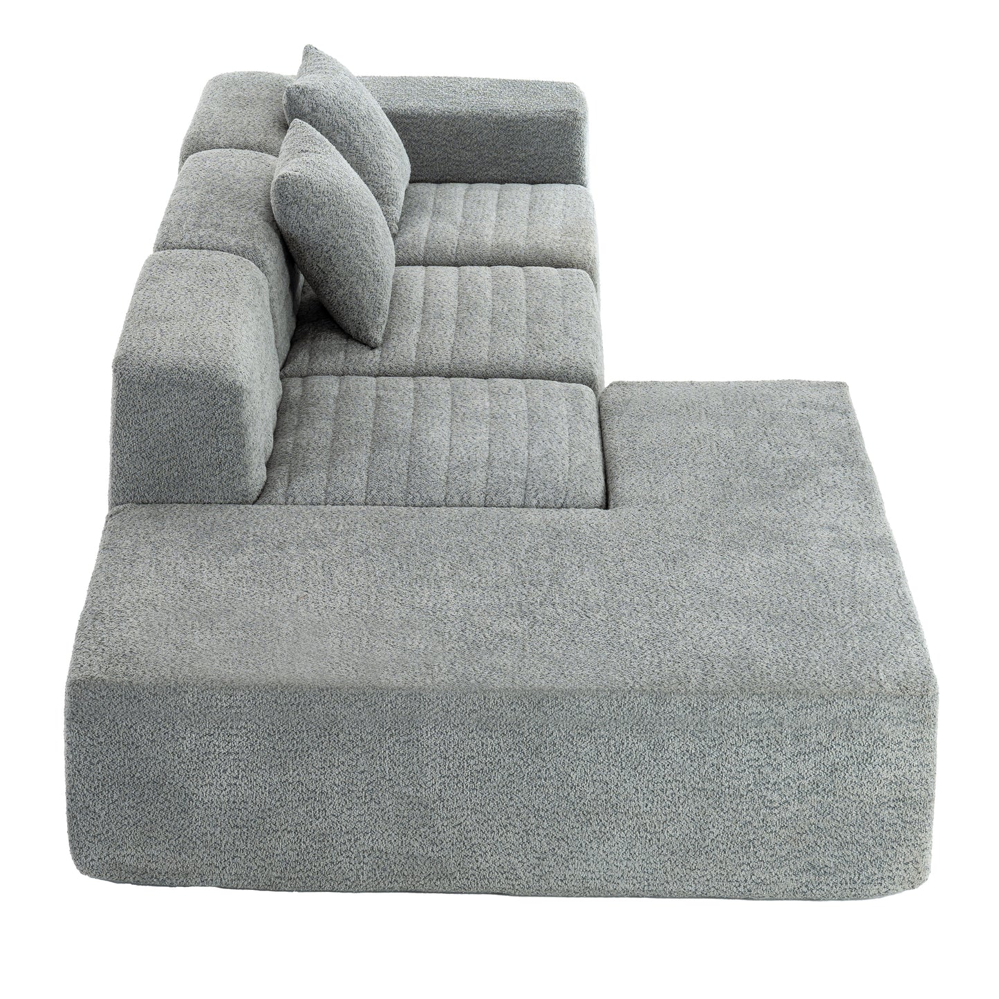 116.5" Sectional Sofa Full-compressed Sofa Couch Free-combined Sofa for Living Room, Grey