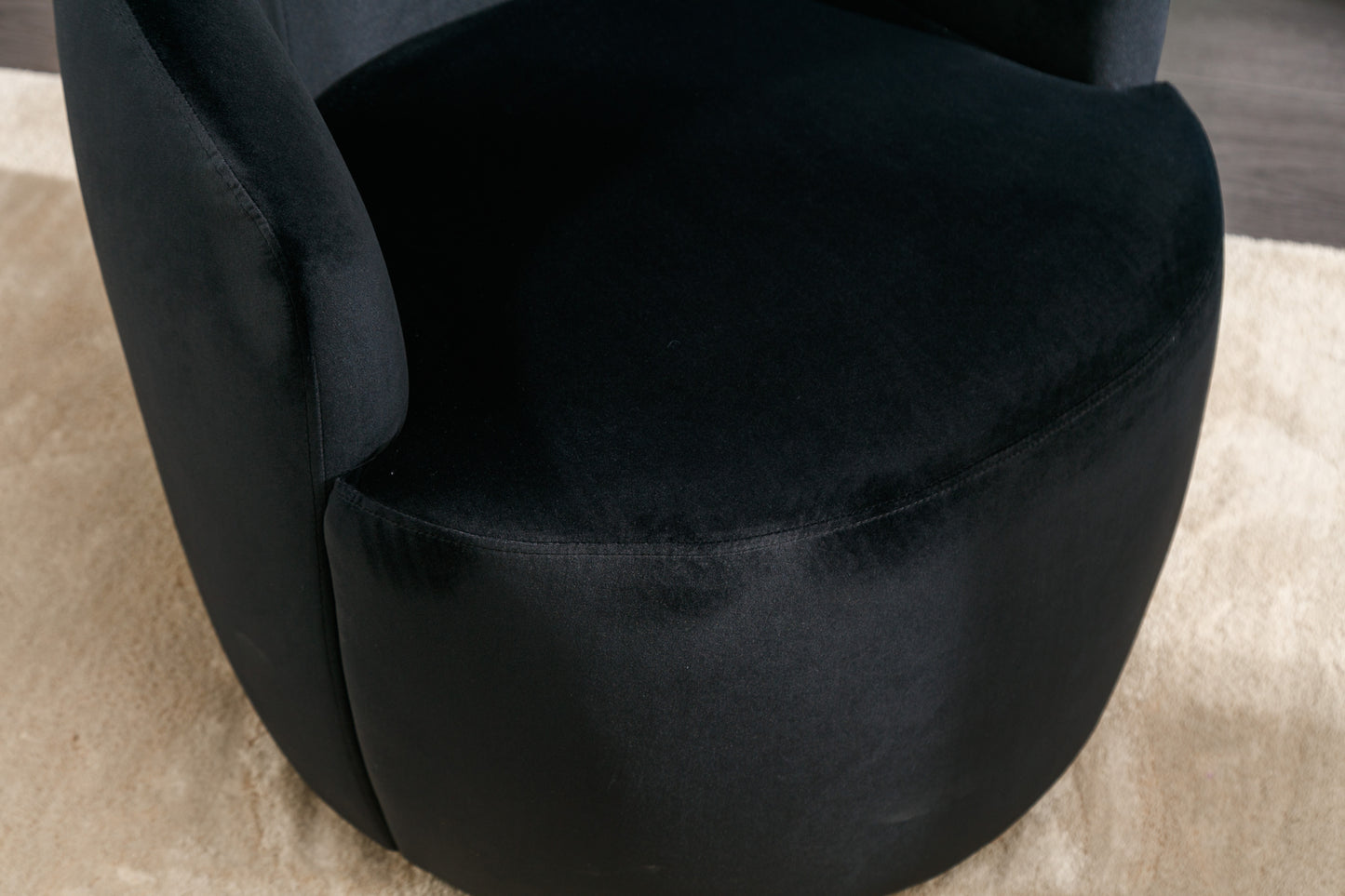 Accent Swivel Armchair with a black metal ring - Black