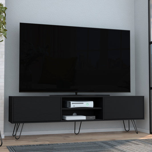 Vassel TV Stand with Hinged Drawers & Hairpin Legs