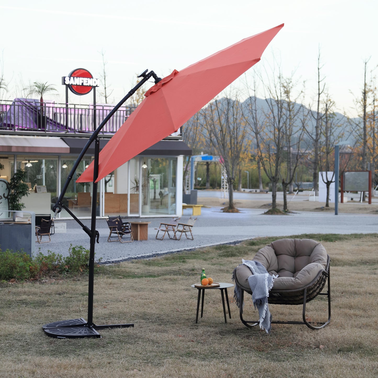 10FT Solar LED Hanging Patio Umbrella