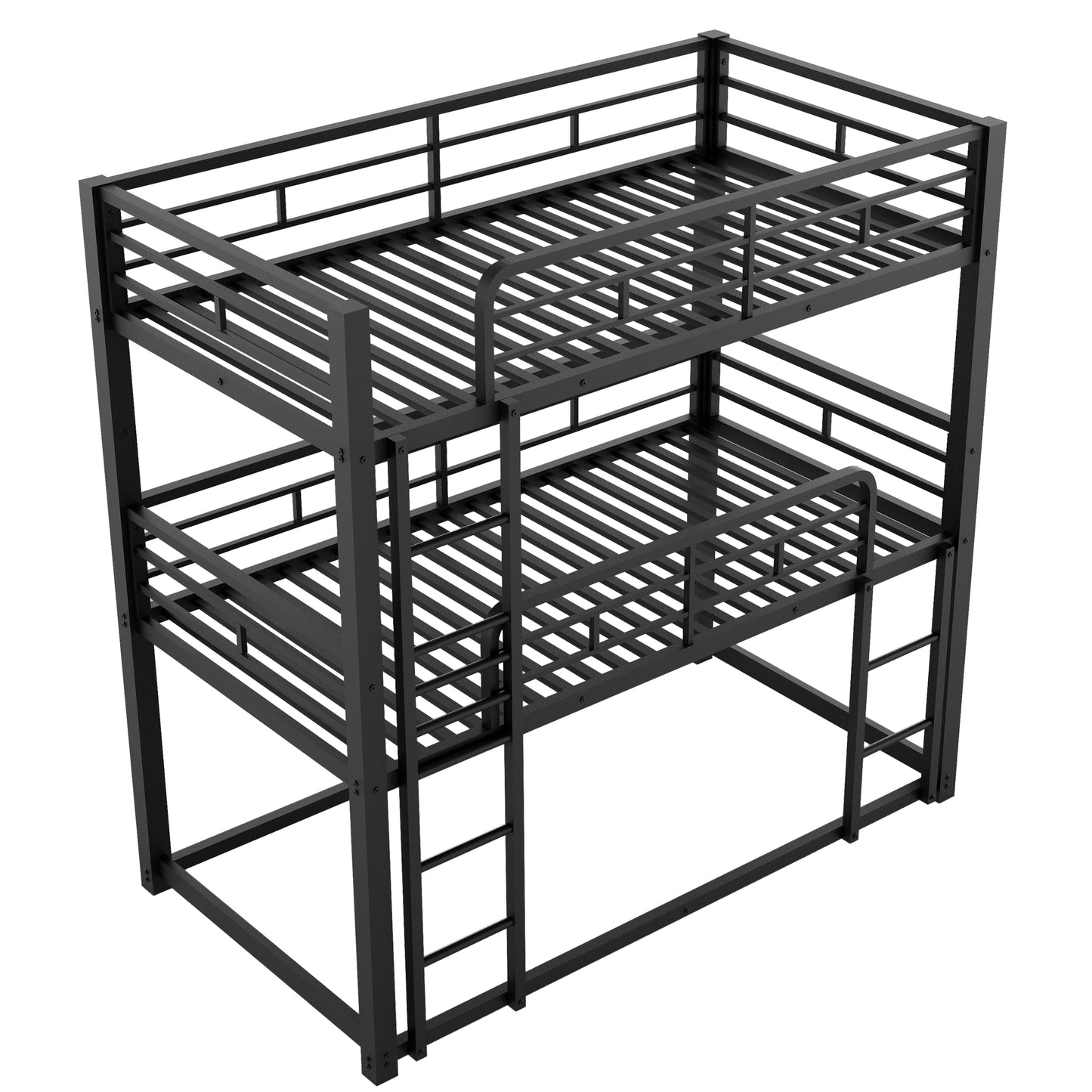 Metal Twin Size Triple Bunk Bed, Black