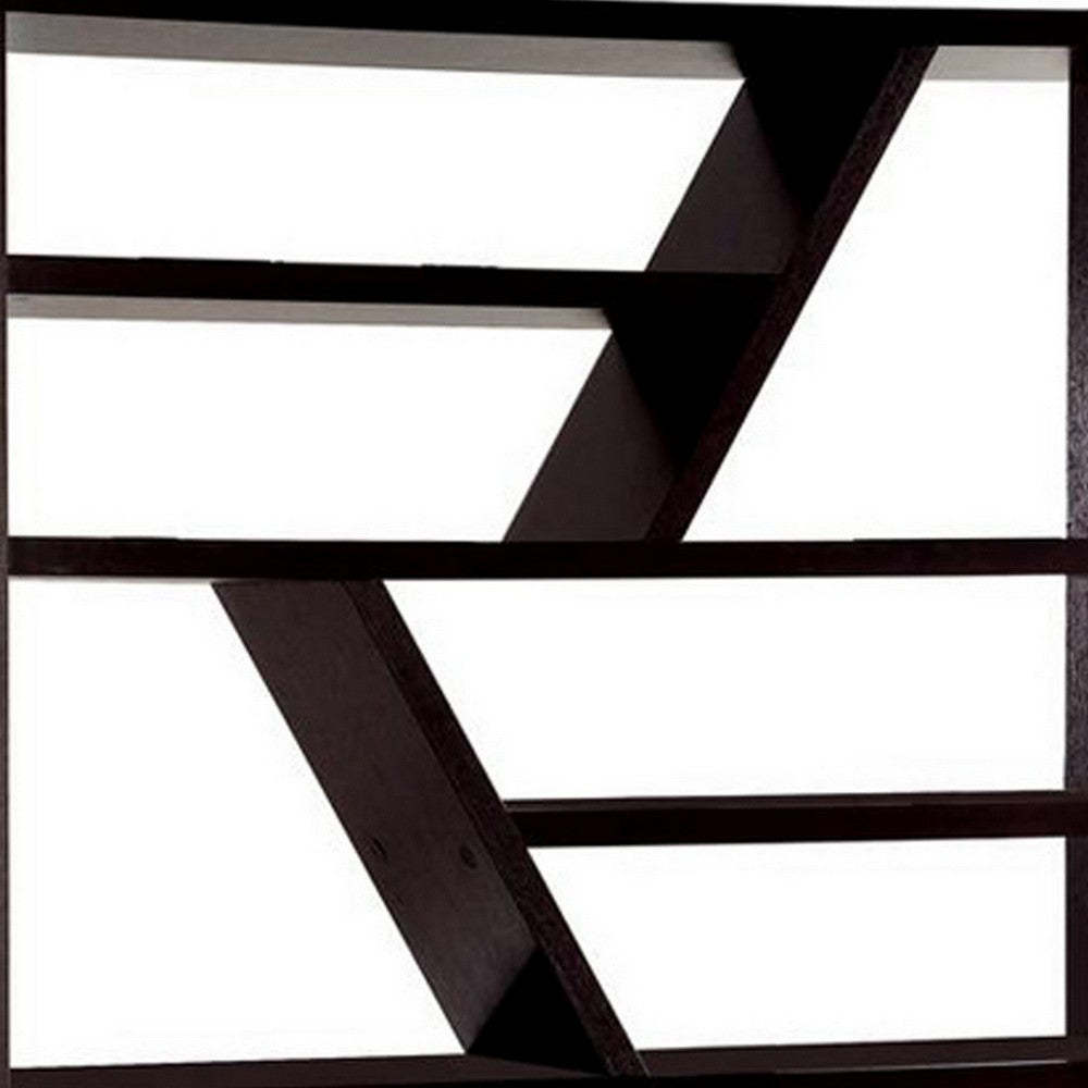 Contemporary Espresso Zig-Zag Display Shelf