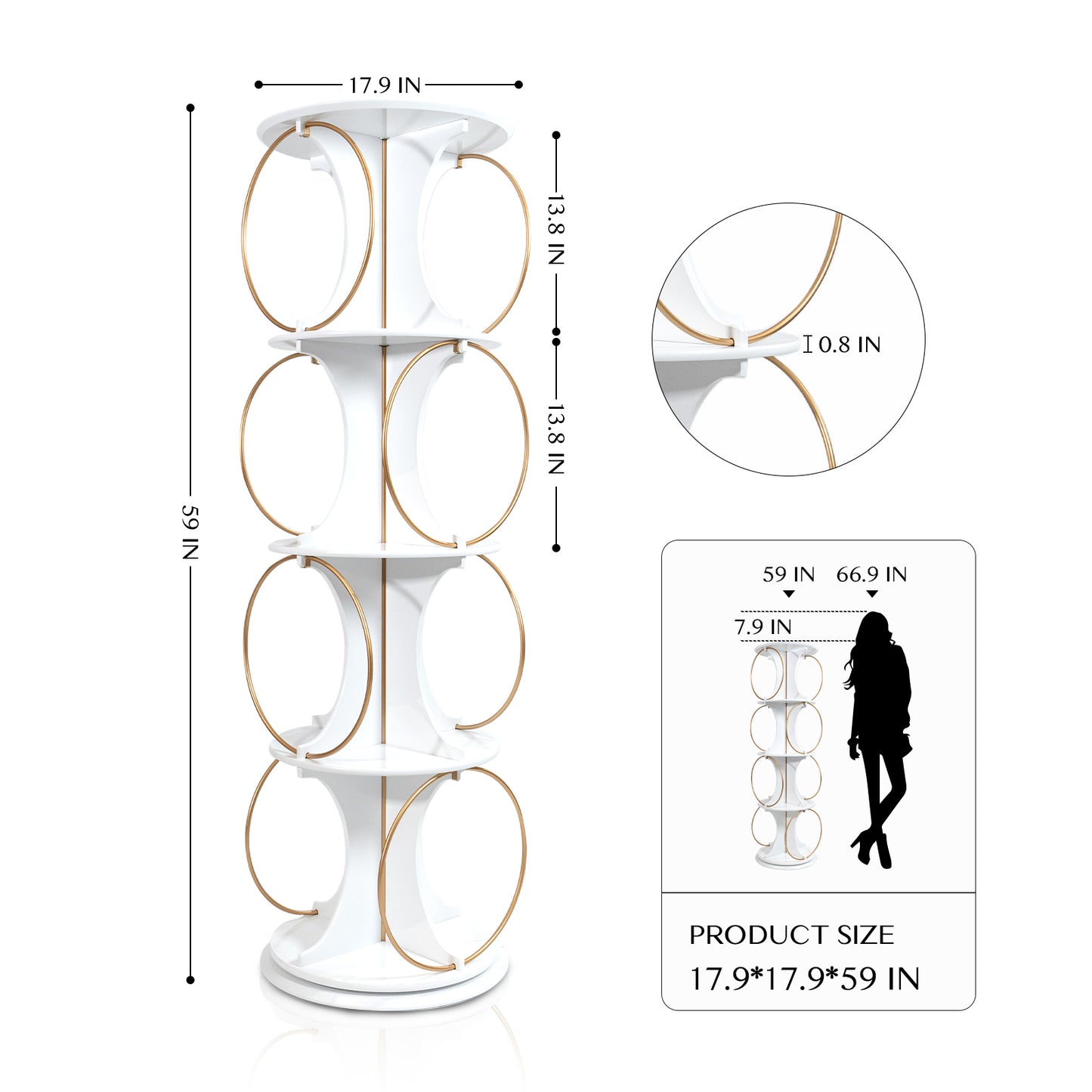 4-Tier Rotating Floor Display Shelf