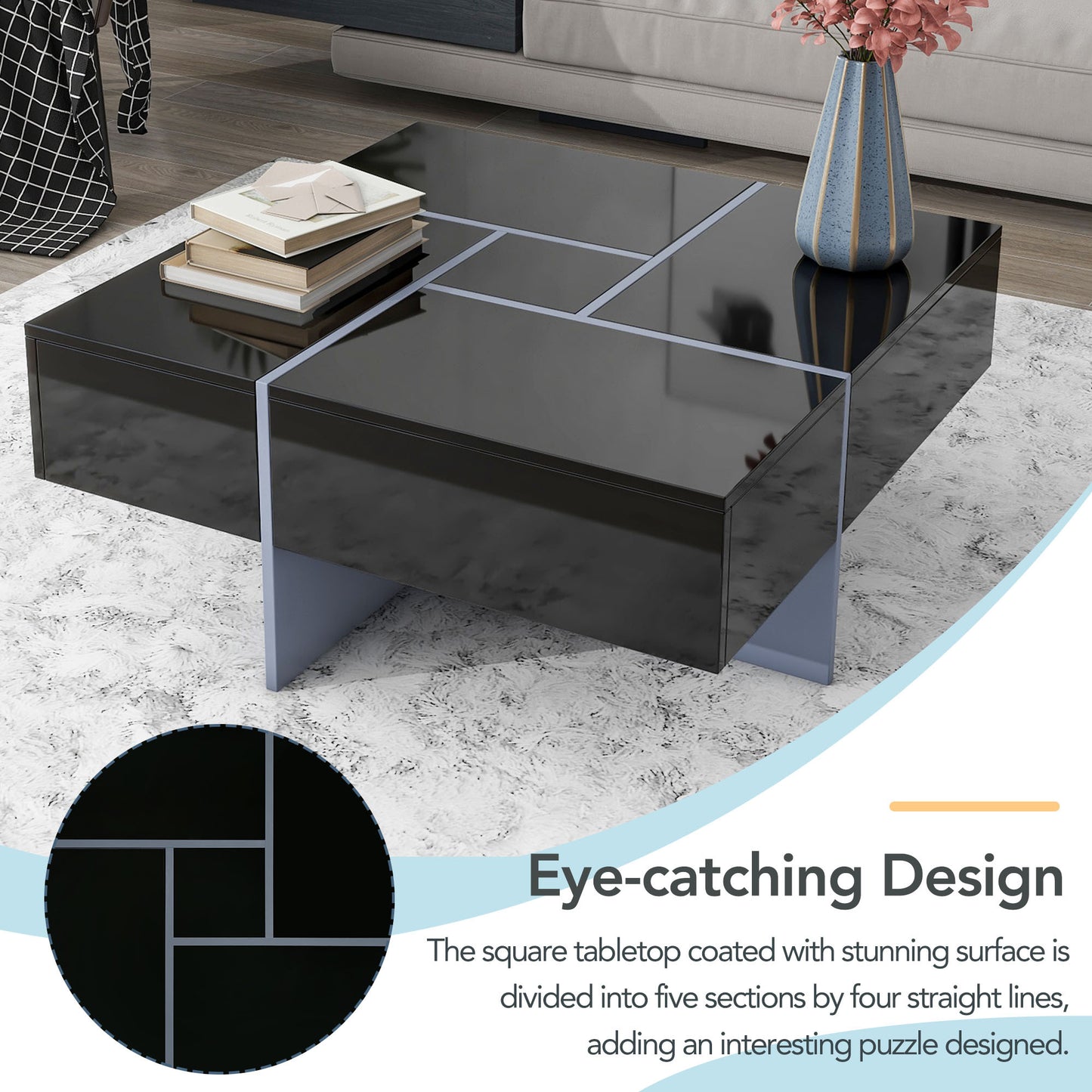 ON-TREND Coffee Table with Hidden Storage & Sliding Top