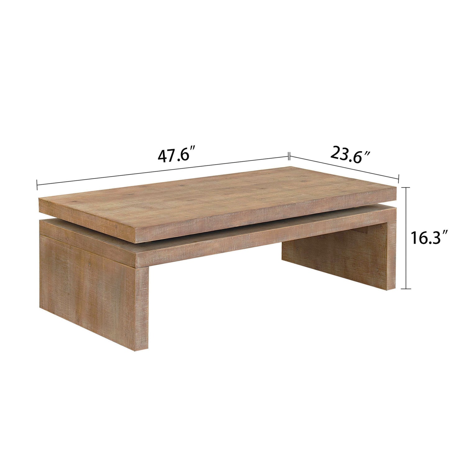 Natural Wood 2-Tier Coffee Table, Versatile