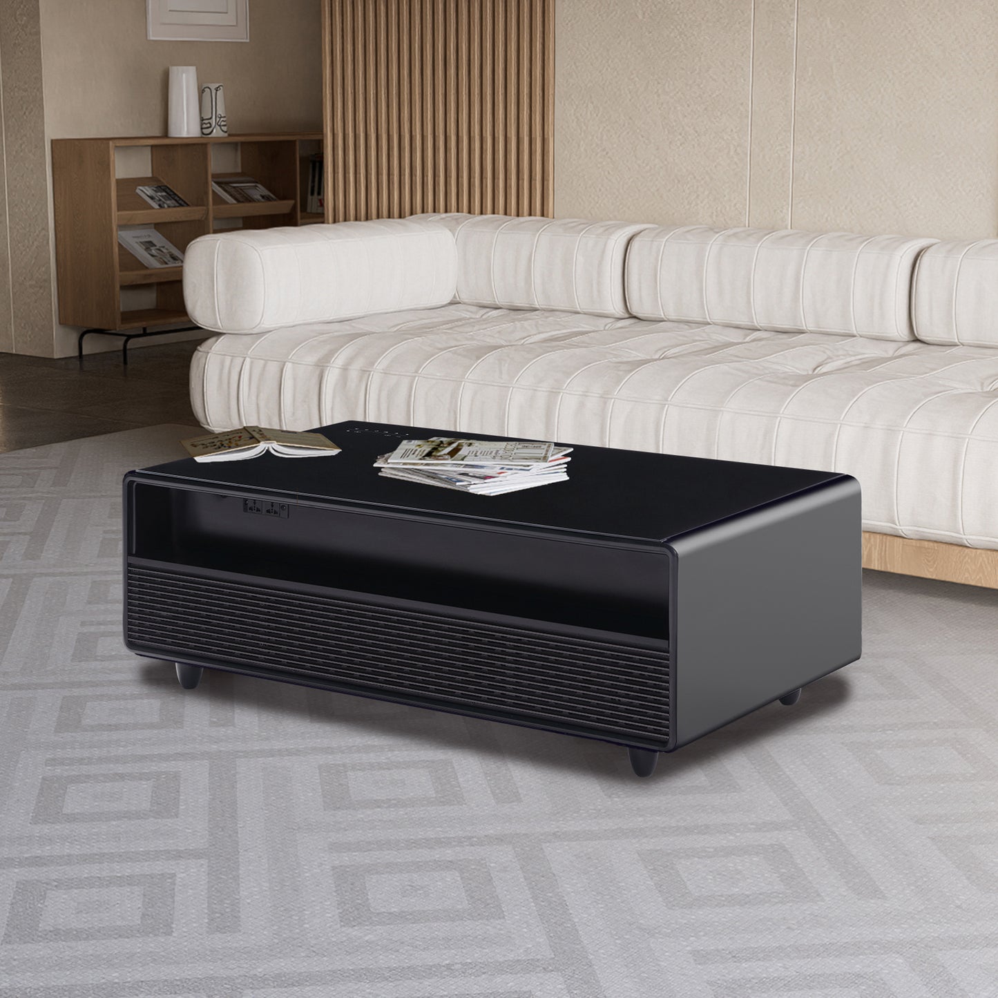 Modern Smart Coffee Table with Fridge & Bluetooth