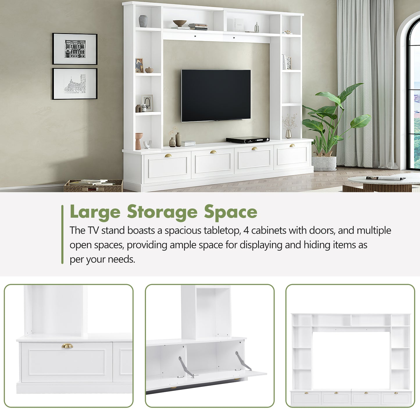 ON-TREND Large Wall Unit Entertainment Center, White