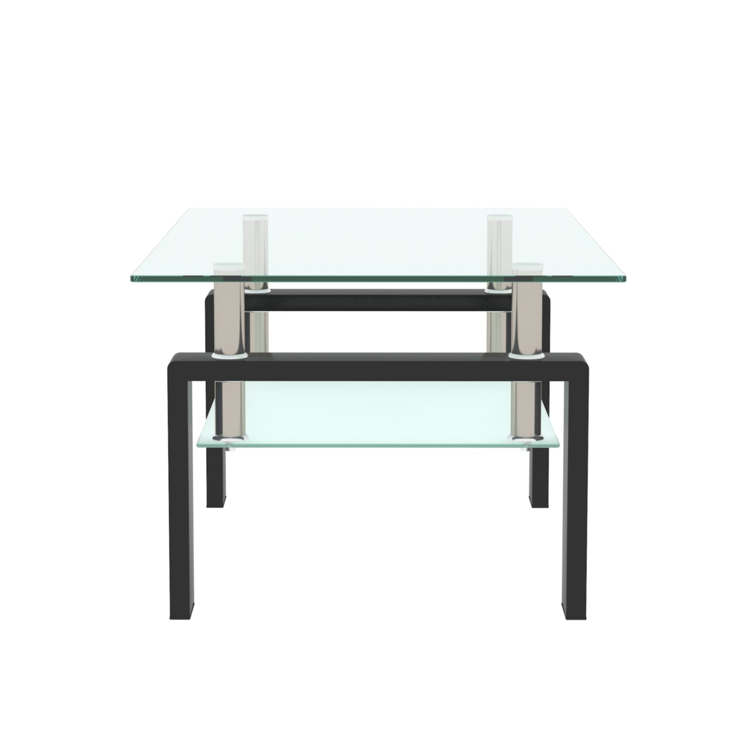 Rectangle Black Glass Coffee Table, Modern Design