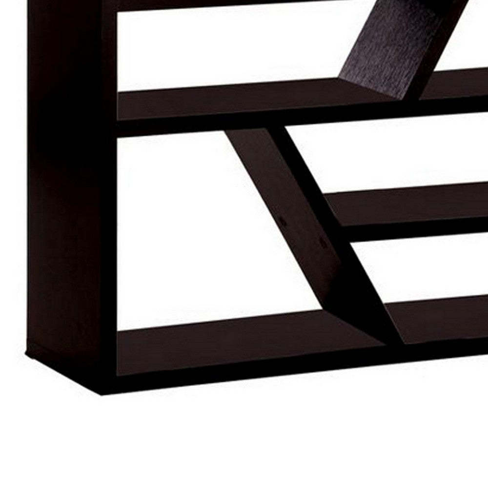 Contemporary Espresso Zig-Zag Display Shelf