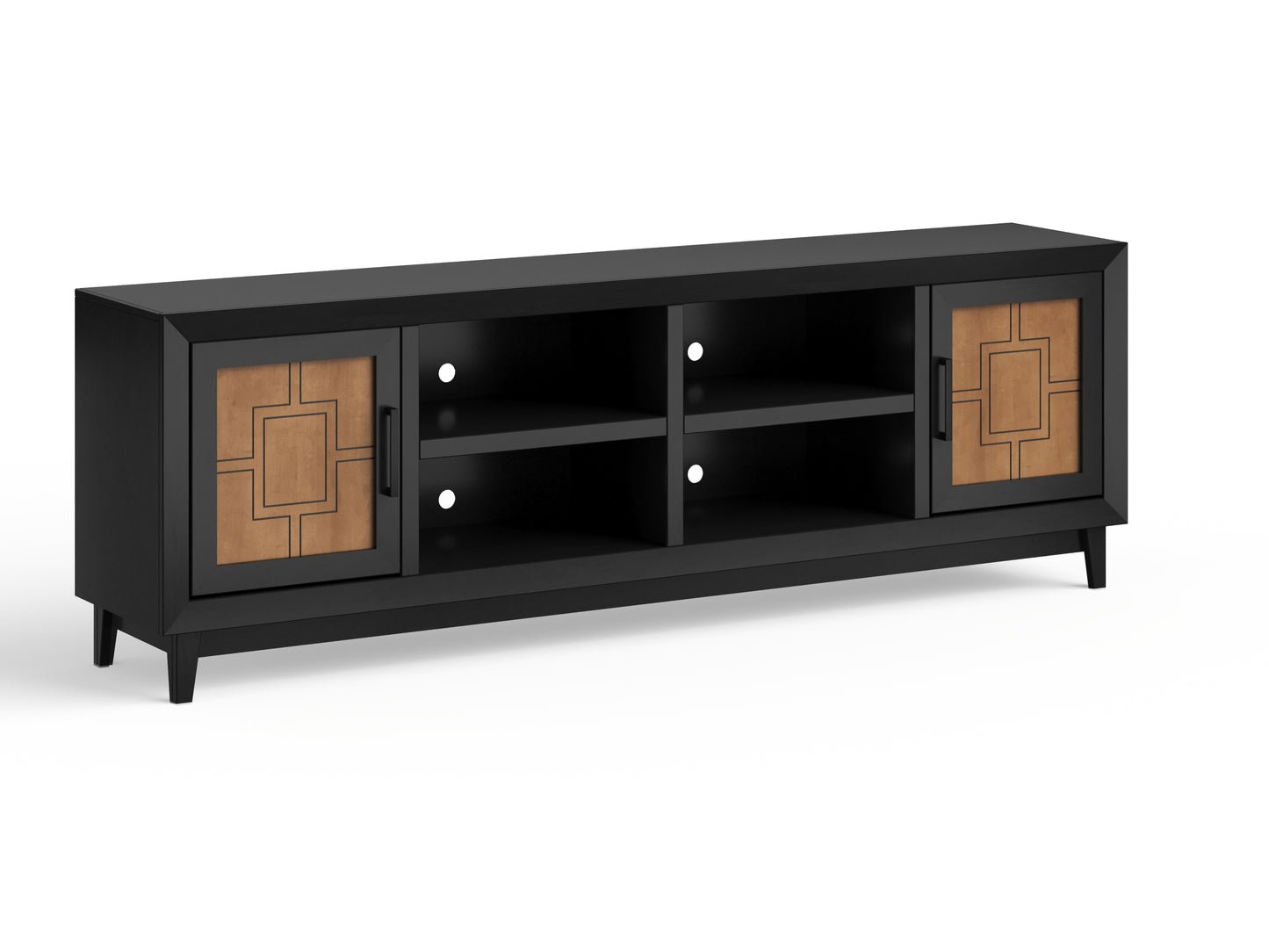 Ventura 86" TV Stand, Black & Bourbon Finish