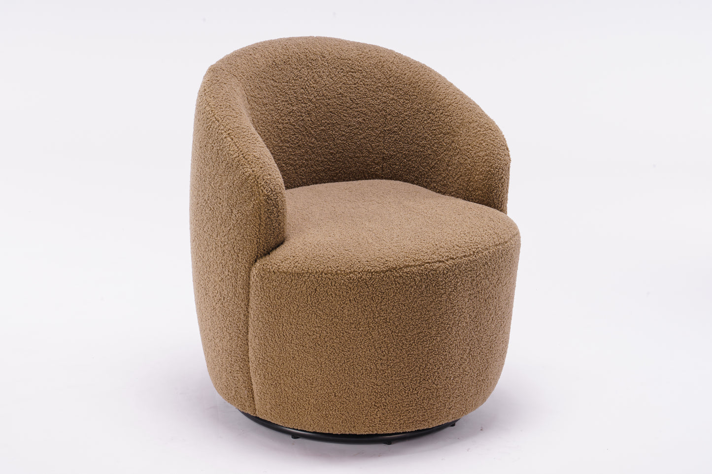 Accent Swivel Armchair with a black metal ring - Coffee Brown