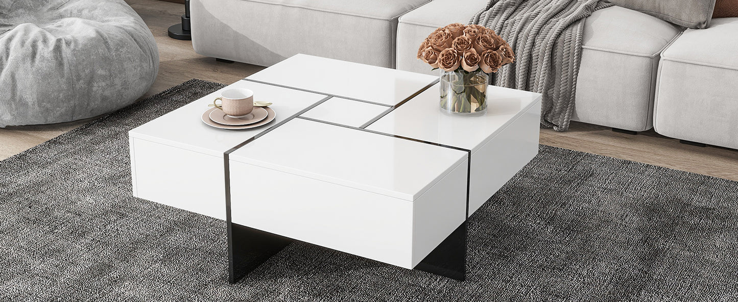 ON-TREND Square Coffee Table with Hidden Storage