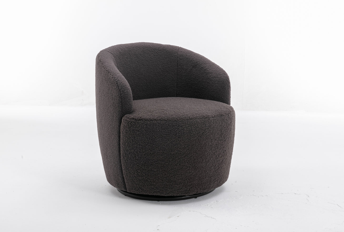 Accent Swivel Armchair with a black metal ring - Dark Grey