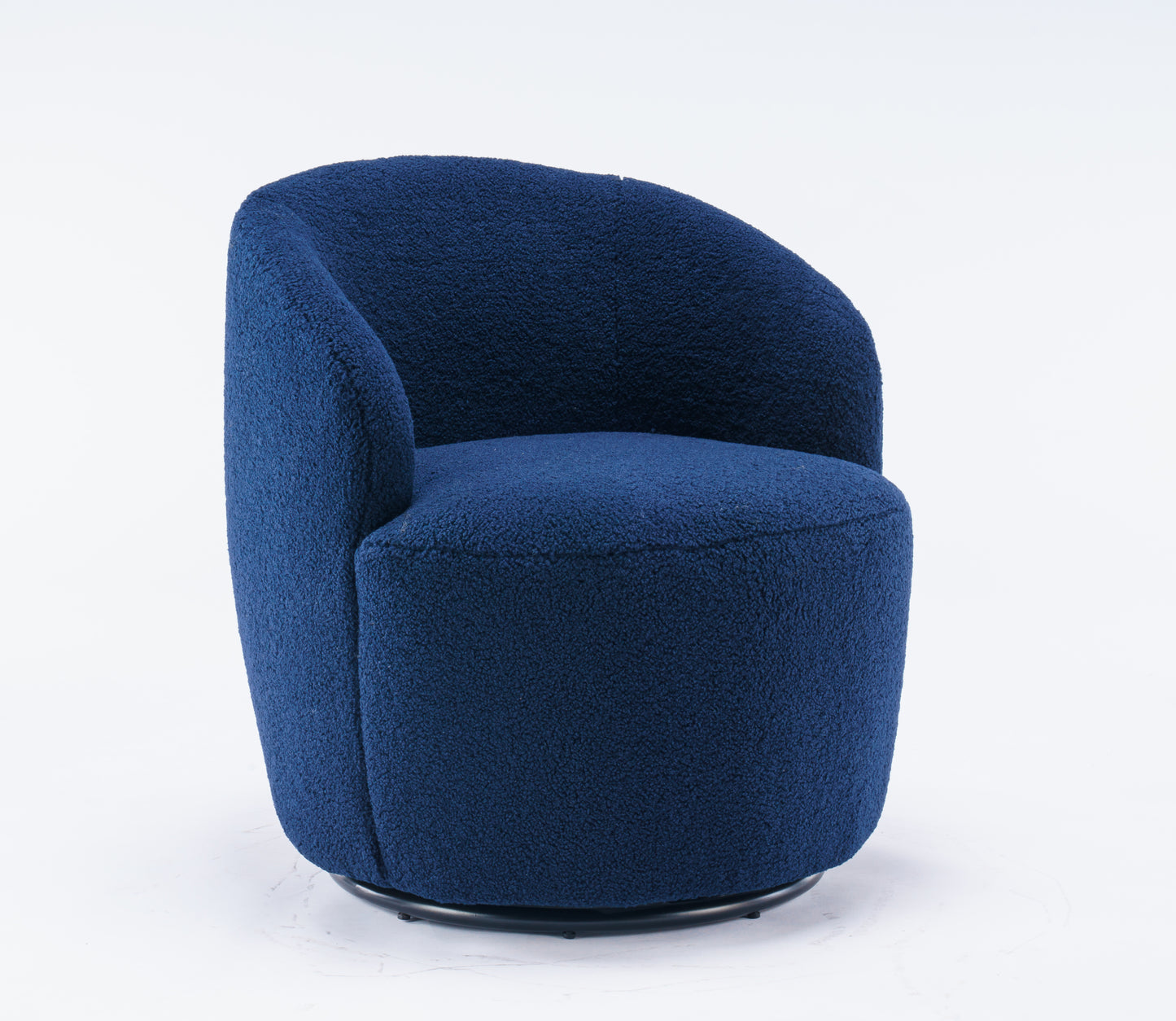 Accent Swivel Armchair with a black metal ring - Dark Blue