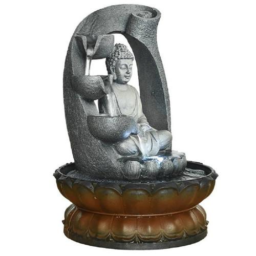 11" Buddha Tabletop Fountain with Pump for Home/Office Decor