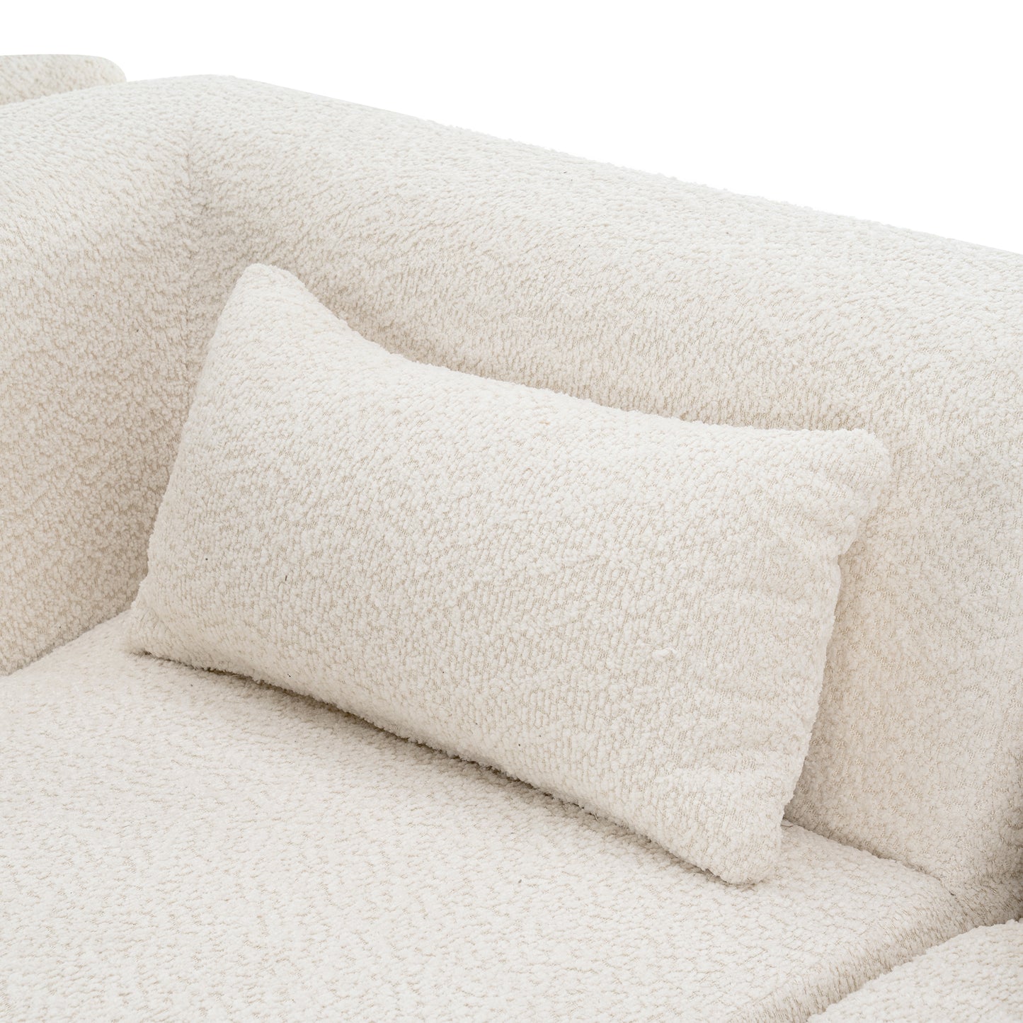 143.7 Upholstered Sofa with Chaise and Back Pillows, Beige