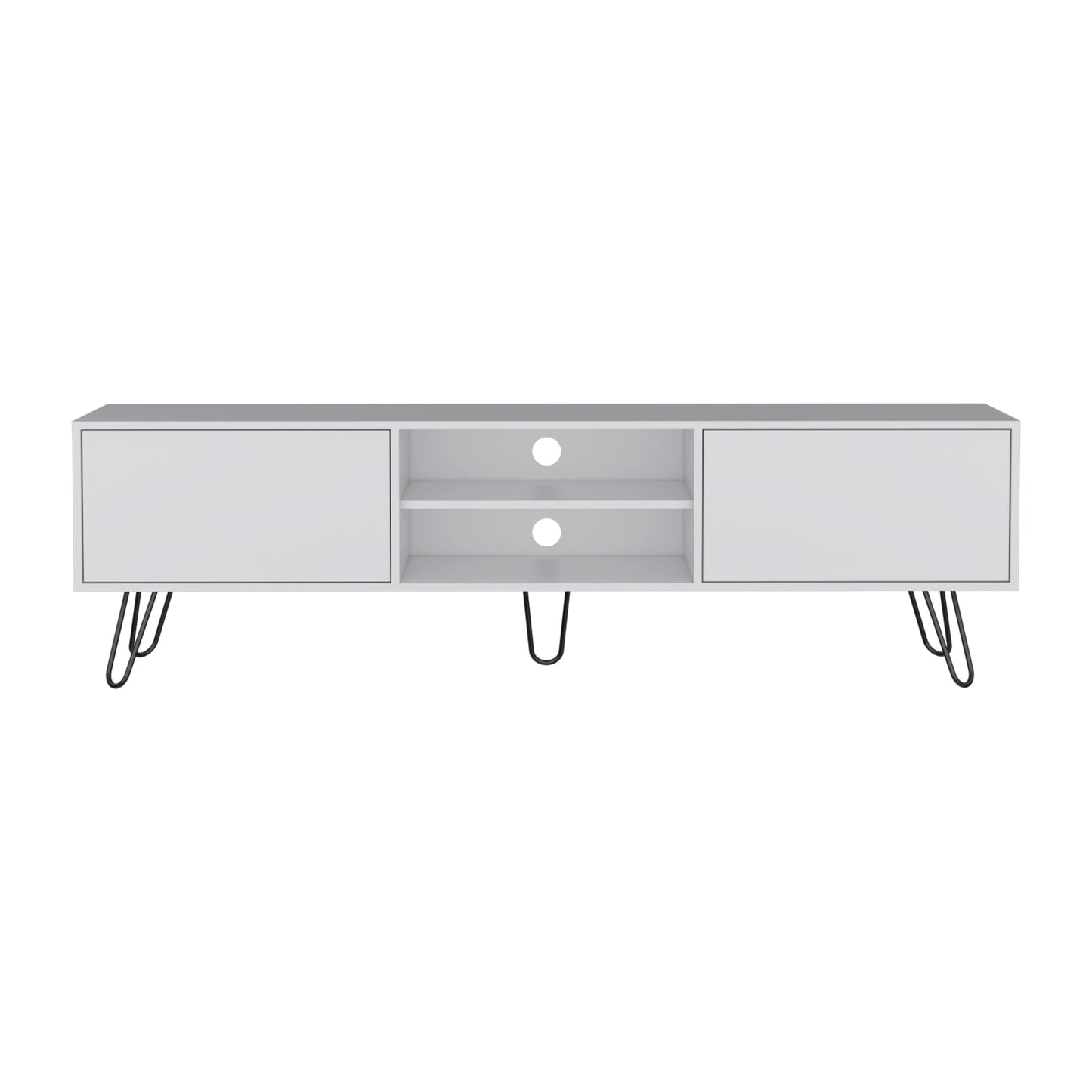 Vassel TV Stand with Hinged Drawers & Hairpin Legs