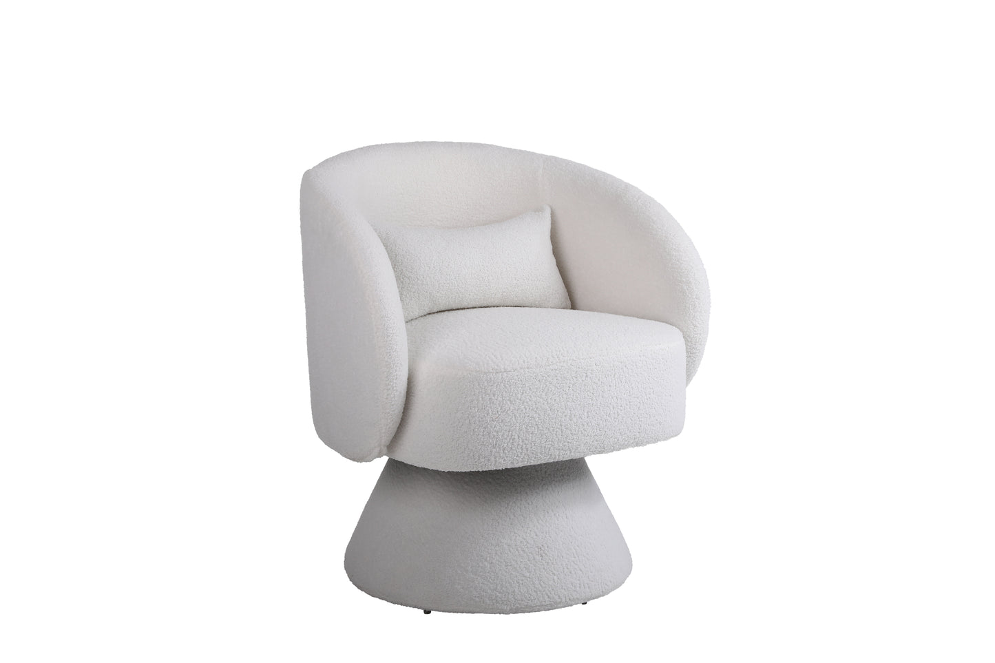 Swivel Accent Chair with a round barrel design for living rooms and bedrooms - White