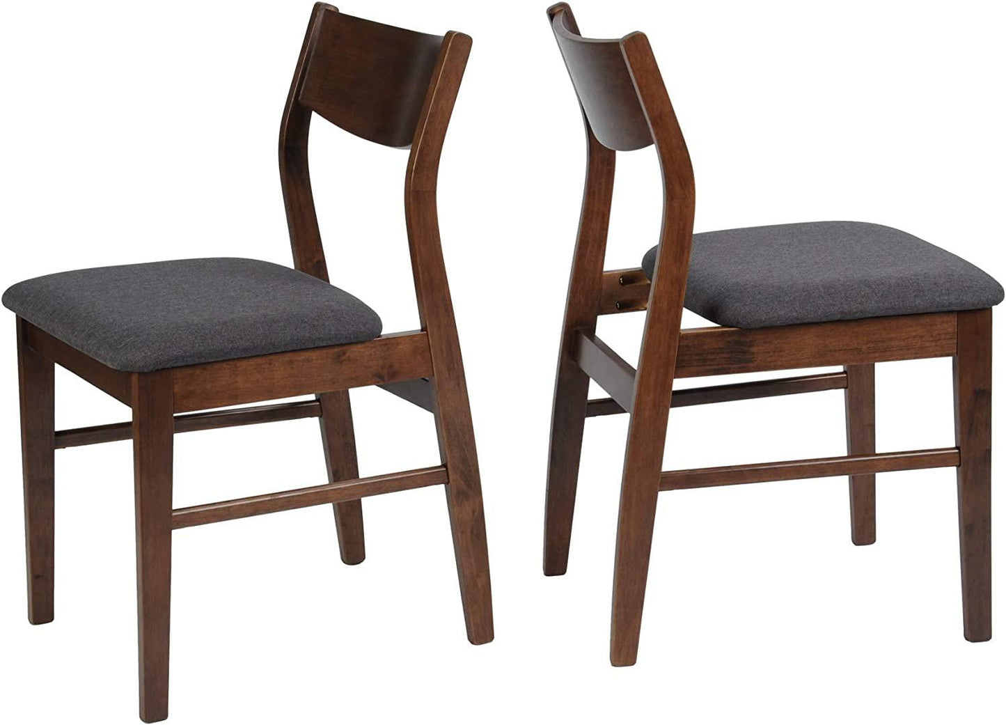 Set of 2 Mid-Century Dining Chairs in Dark Grey Fabric