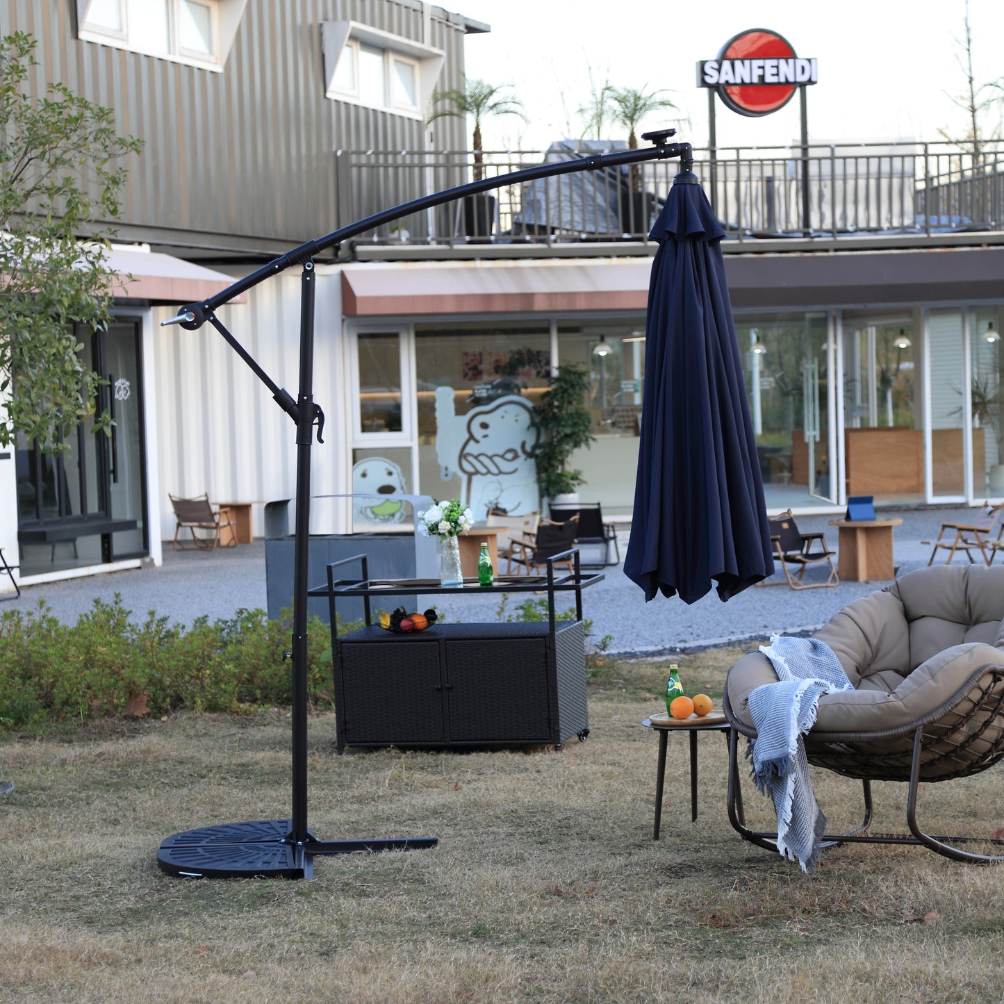 10FT Solar LED Hanging Patio Umbrella