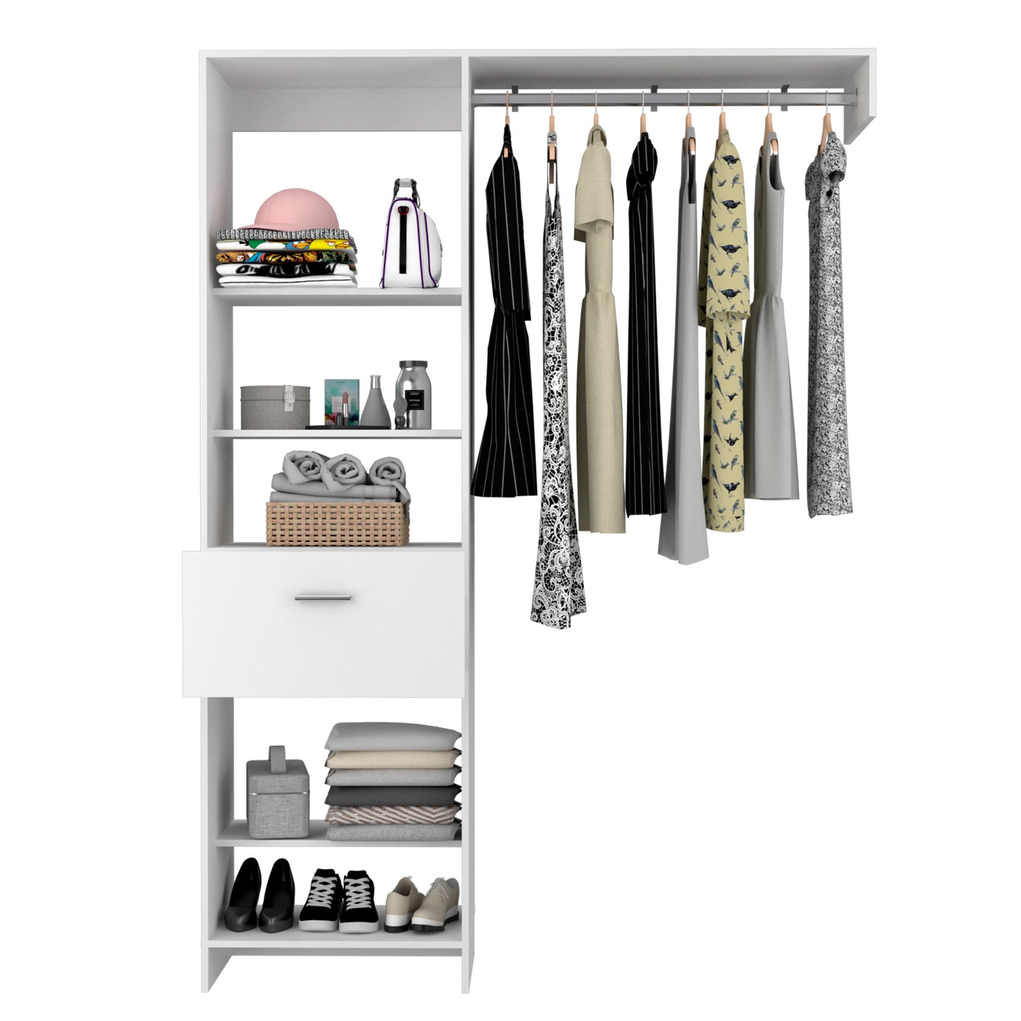 150-inch British closet system dresser for bedroom, white