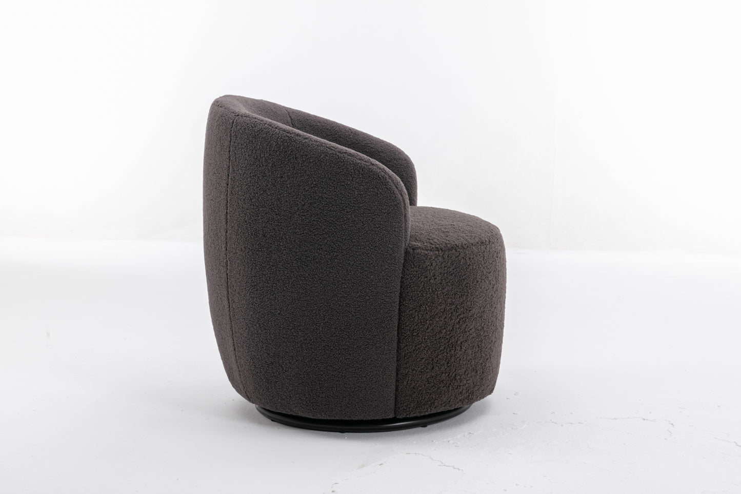 Accent Swivel Armchair with a black metal ring - Dark Grey