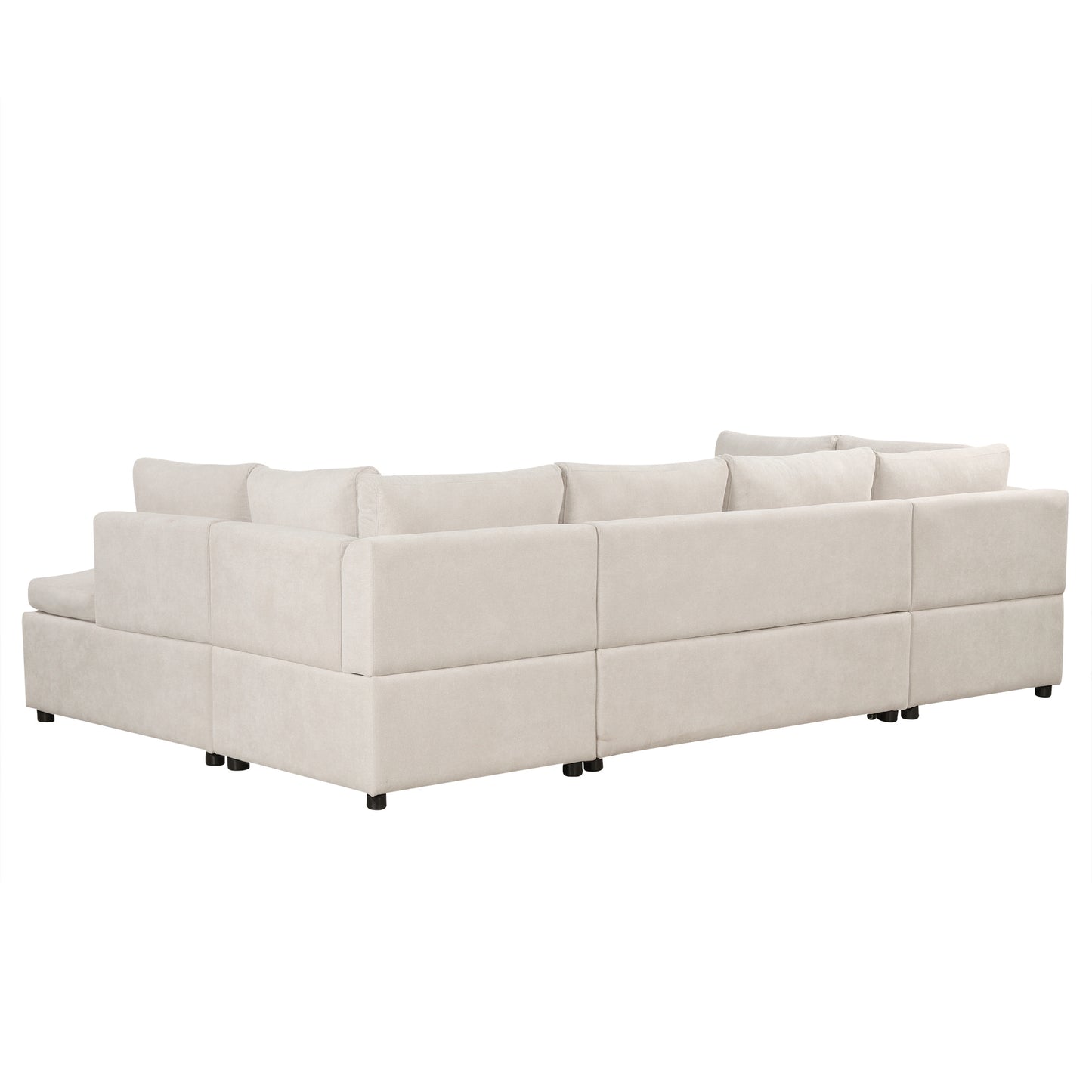 117.3'' U-Shaped Sofa Bed with Pillows, Beige