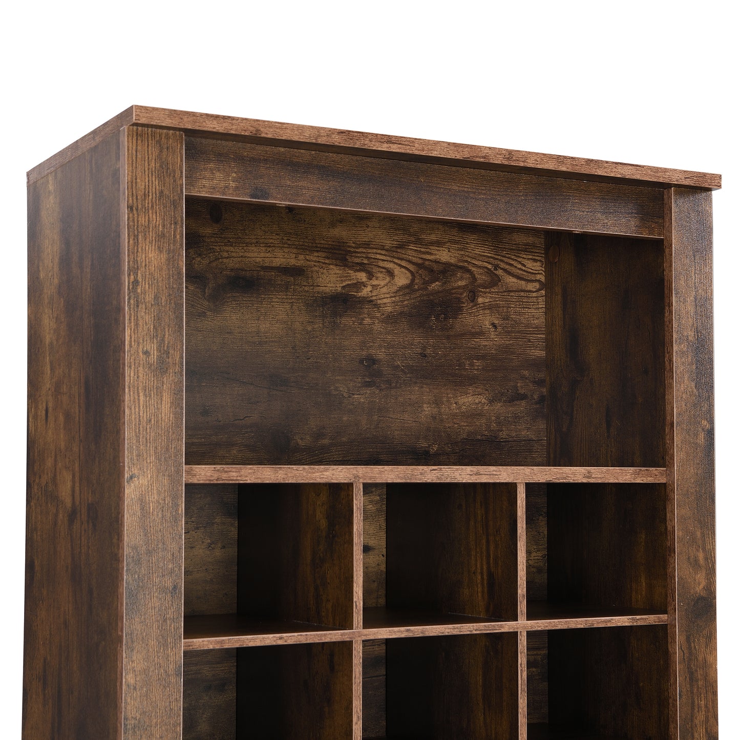 Stylish 30-cubby shoe cabinet, rustic brown