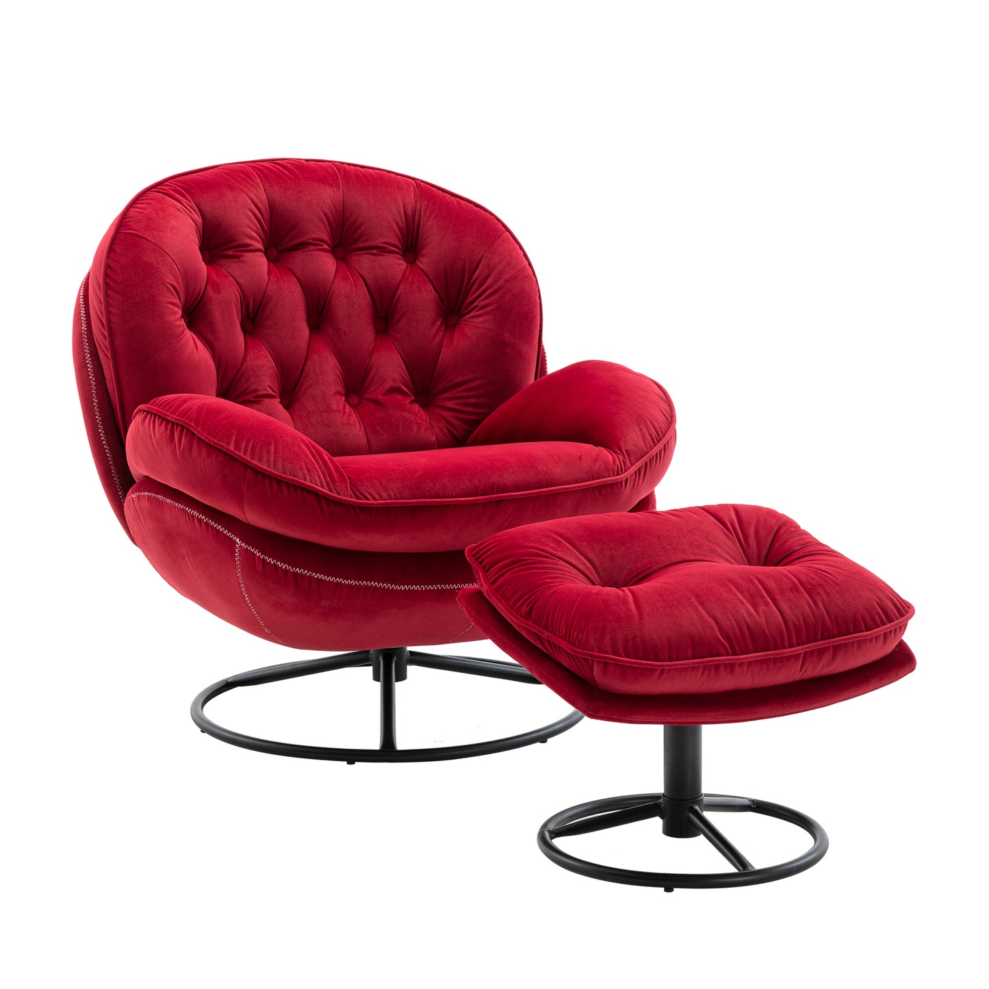 Accent chair with Ottoman - Dark Red