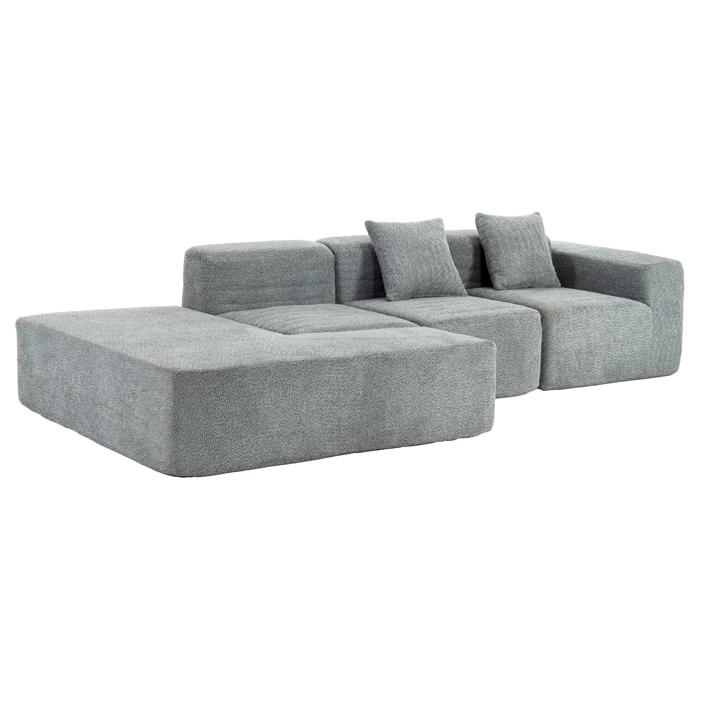 116.5" Sectional Sofa Full-compressed Sofa Couch Free-combined Sofa for Living Room, Grey