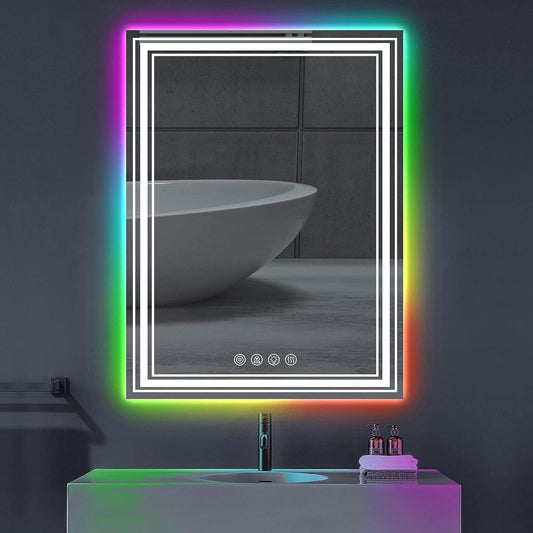 20x28 in Smart Touch LED Bathroom Mirror with RGB Backlight