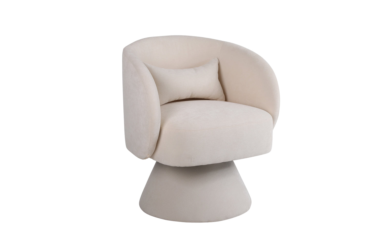 Swivel Accent Chair with a round barrel design for living rooms and bedrooms - Beige