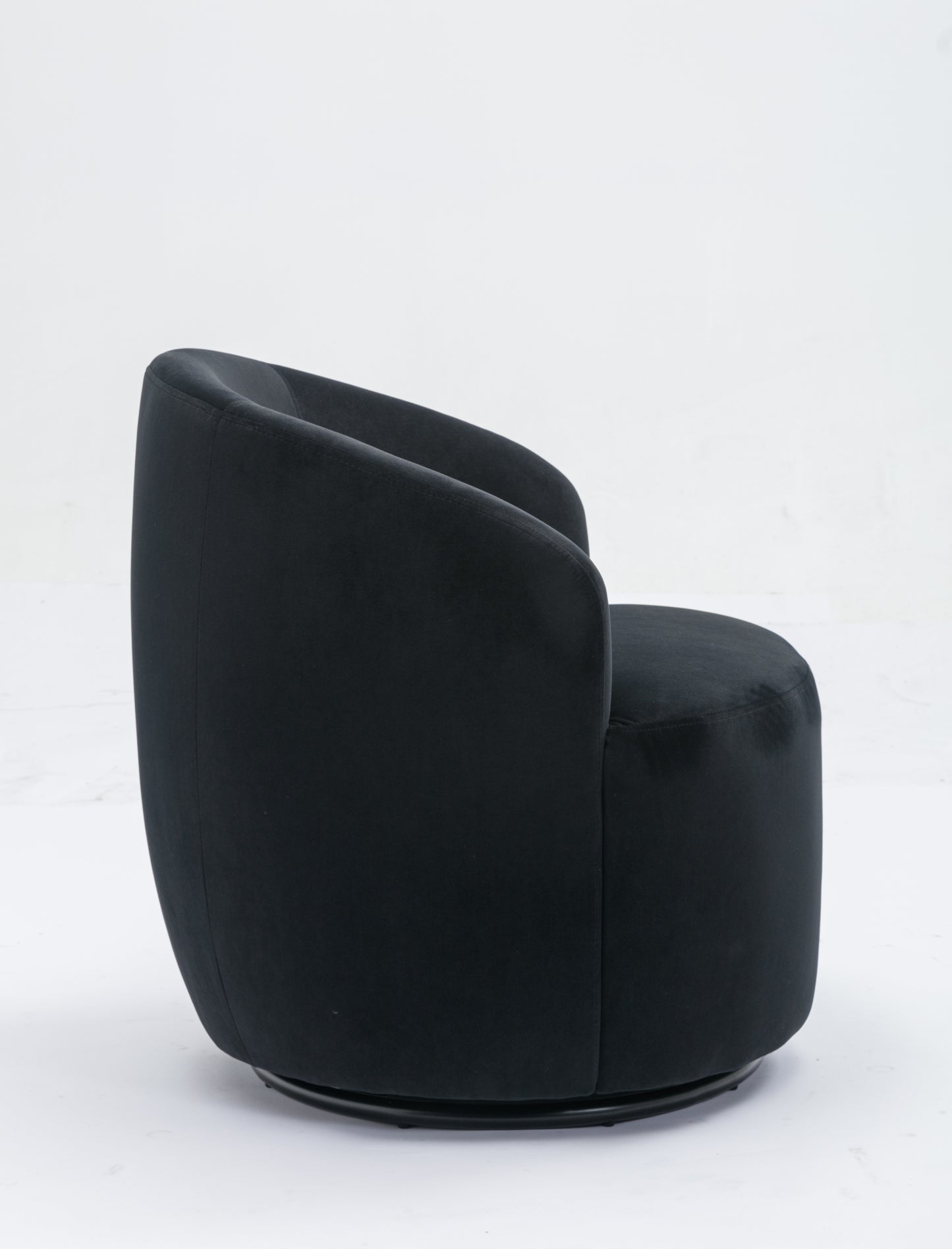 Accent Swivel Armchair with a black metal ring - Black