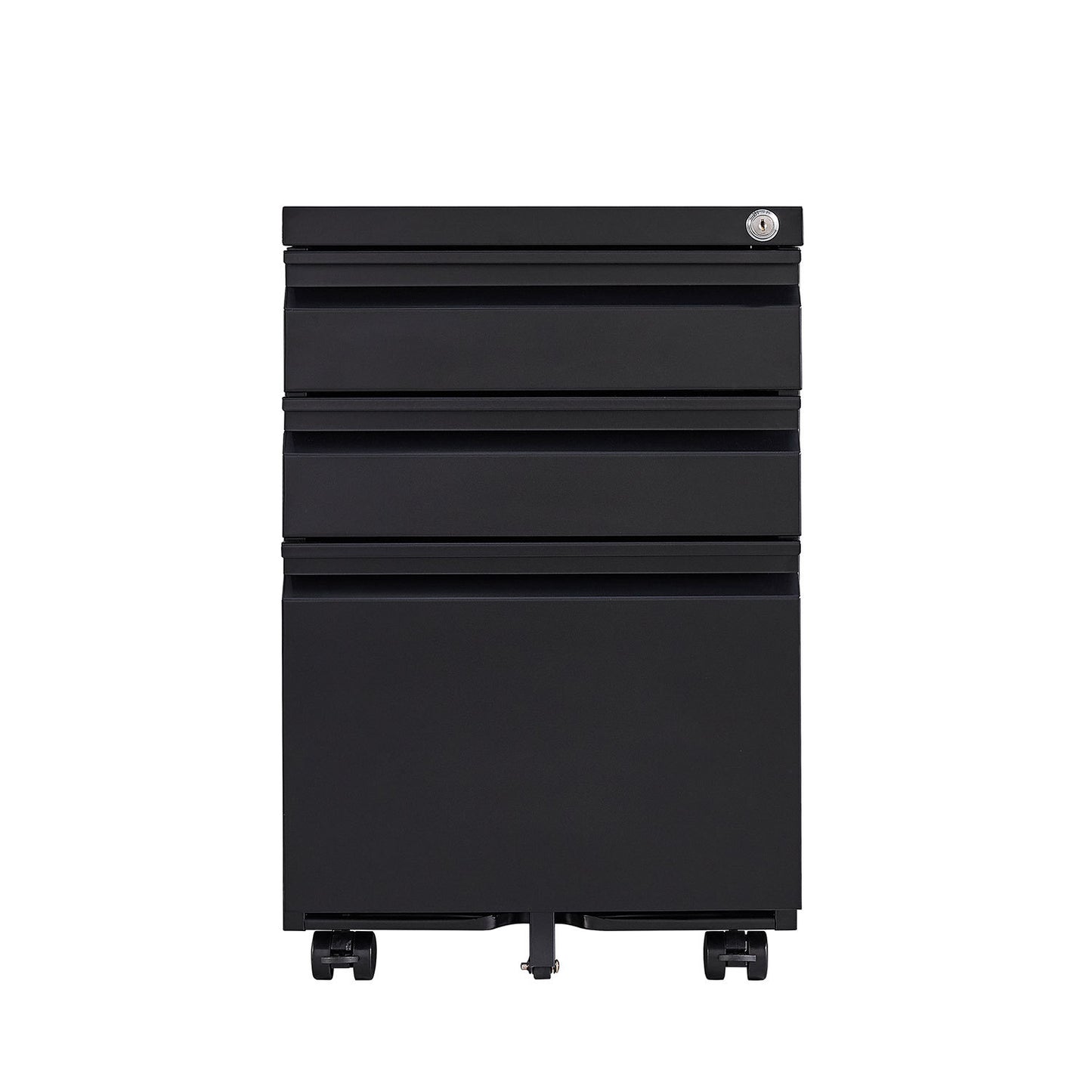 3-drawer mobile file cabinet with lock, black