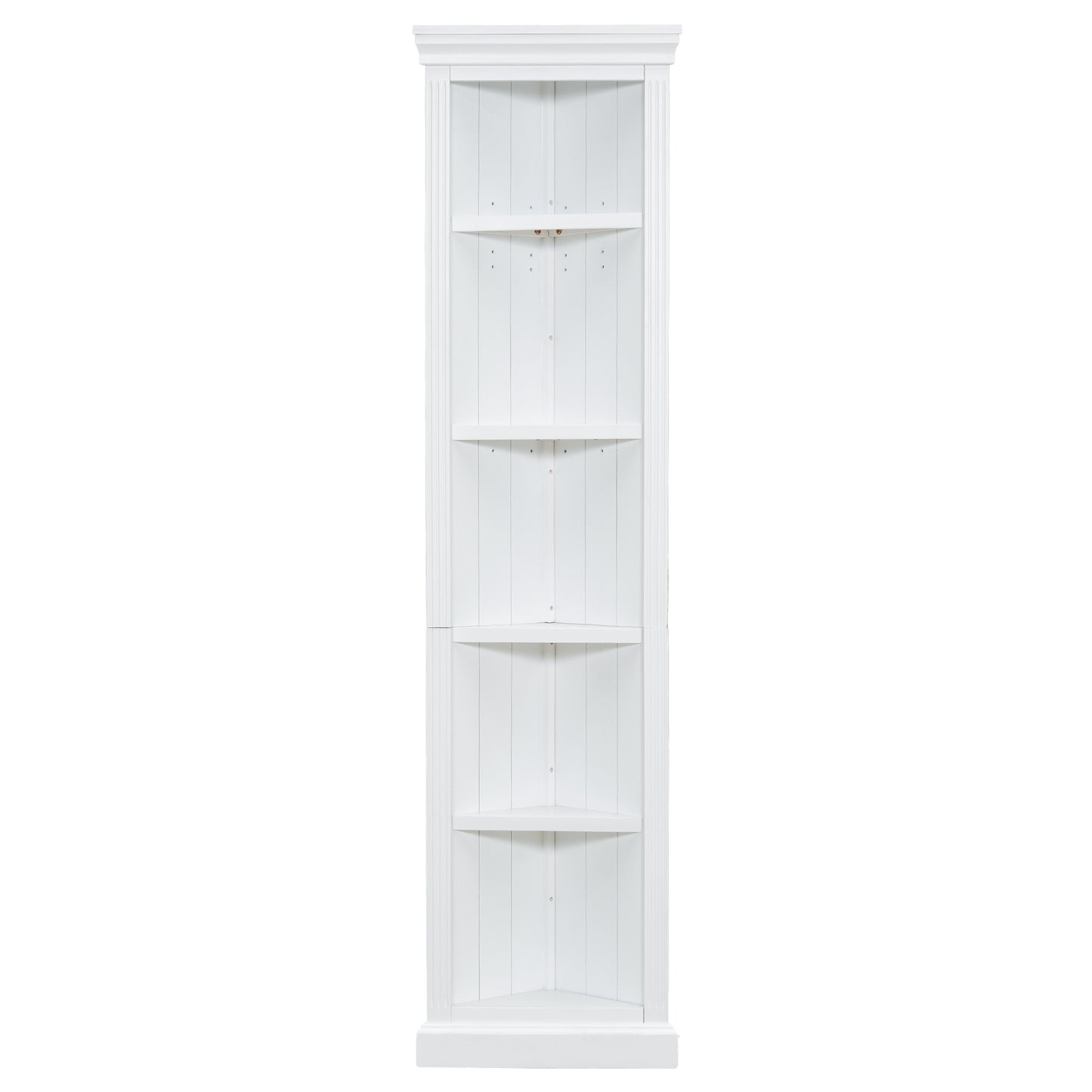 Wood Bookcase with Adjustable 5-Tier Shelves - White