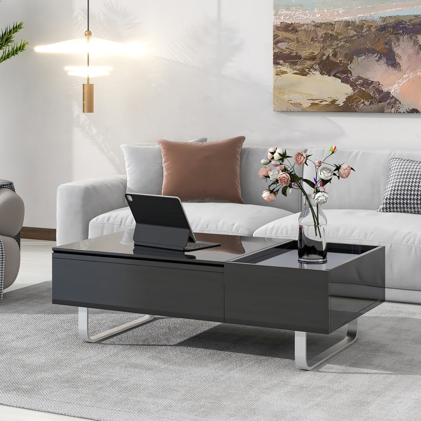 ON-TREND Multi-Functional Coffee Table with Lifted Top