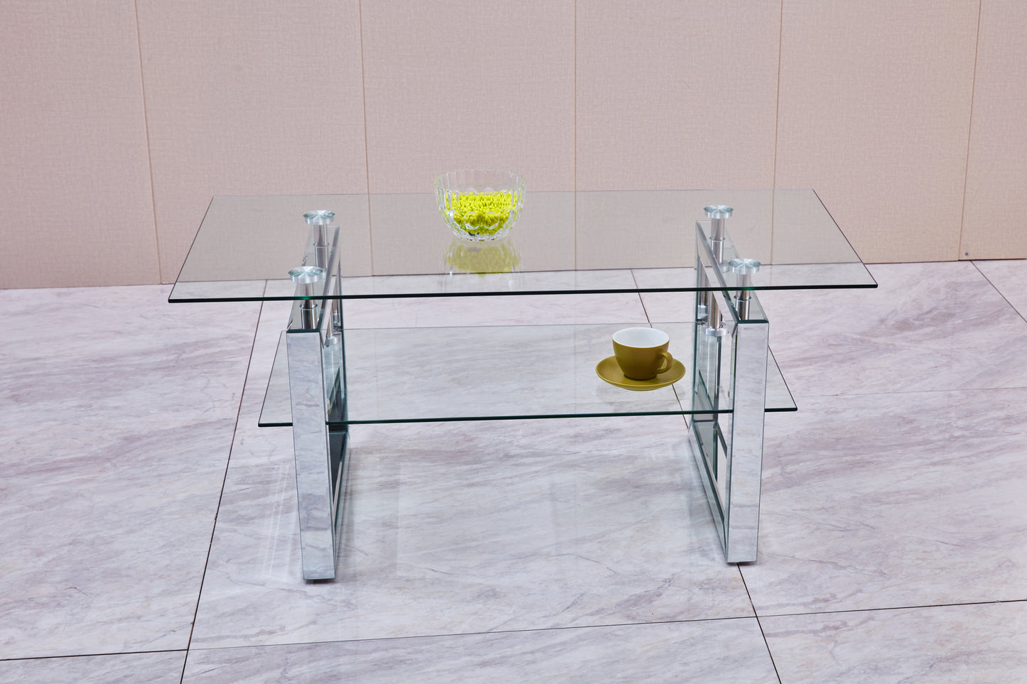 39.4" Transparent Glass Coffee Table