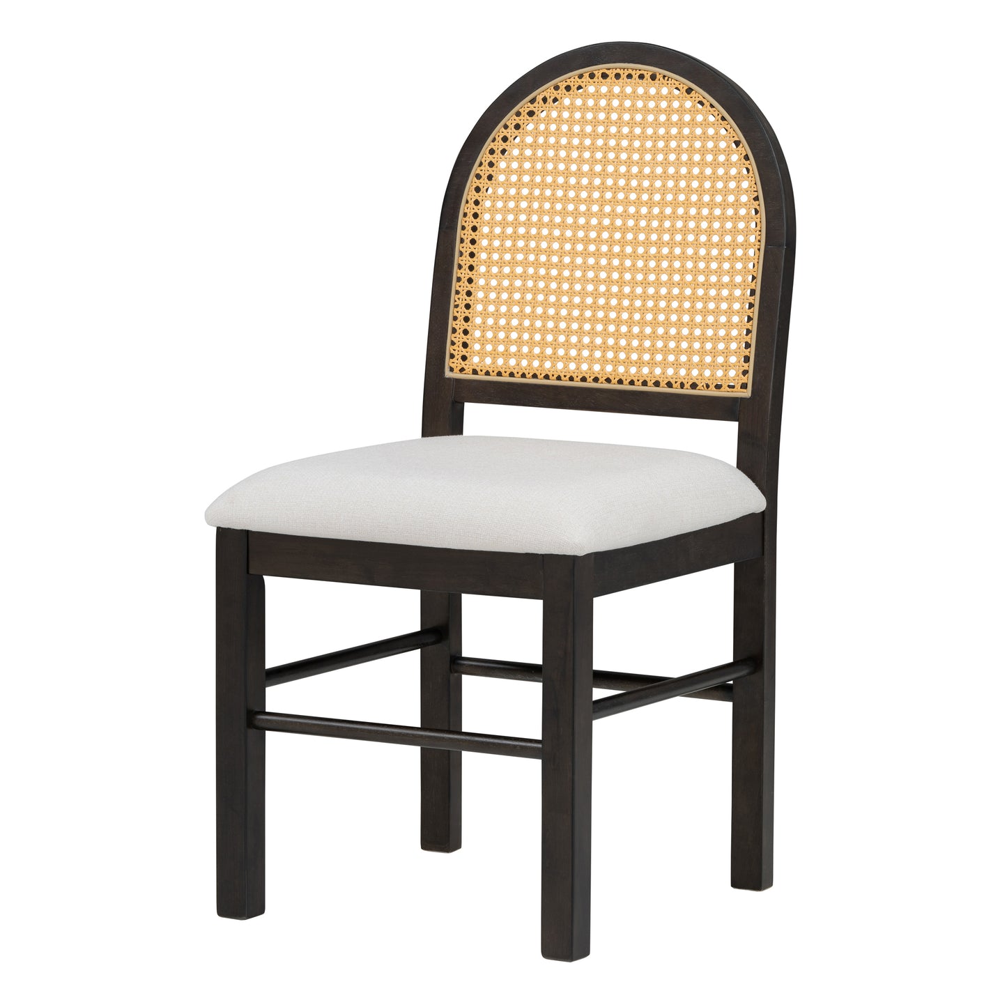 5-piece retro dining set with extendable table and rattan-back chairs, espresso