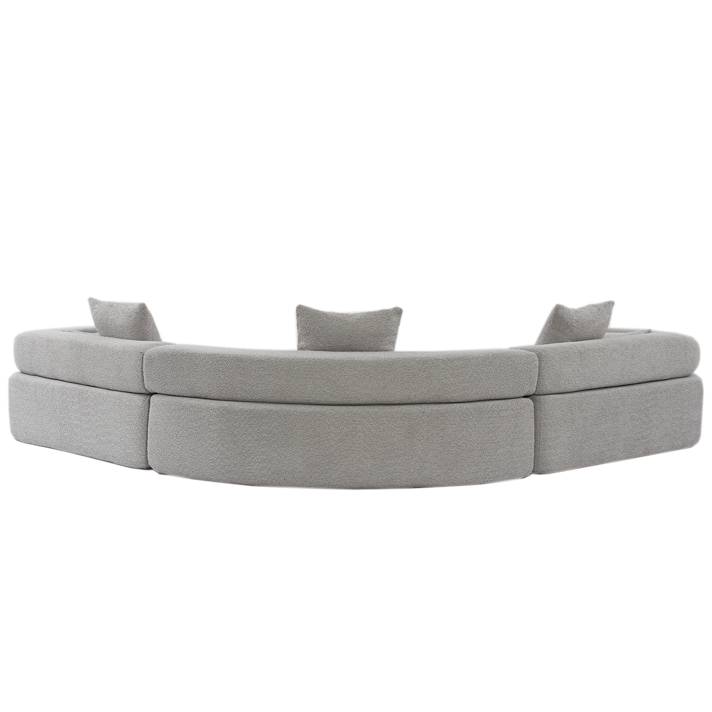 Oversized Curved 4-Seater Modular Sofa, 3-Piece Boucle, Gray