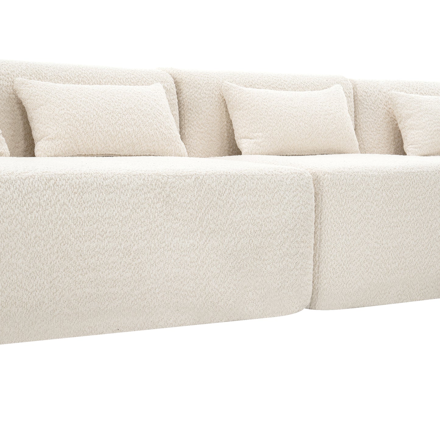 143.7 Upholstered Sofa with Chaise and Back Pillows, Beige