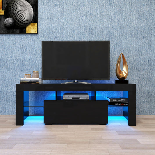 Black TV stand with RGB lights