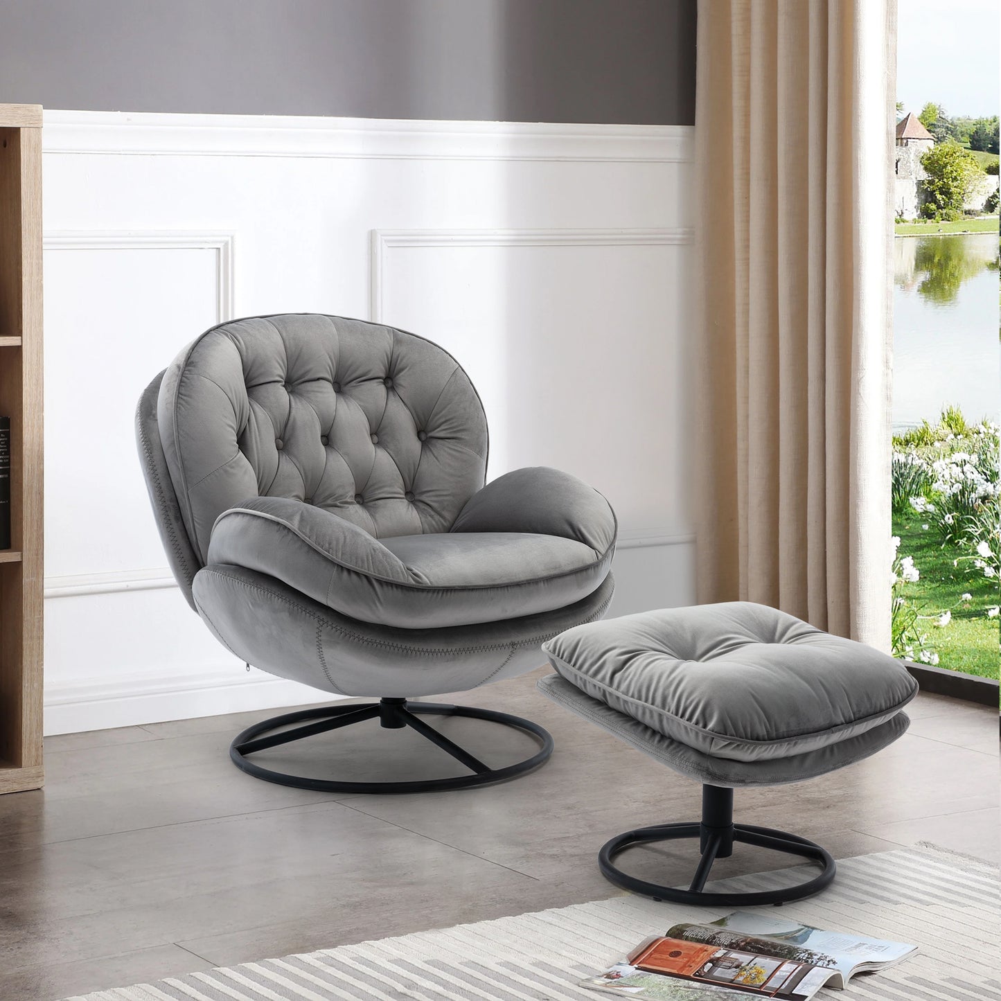 Accent chair with Ottoman - Grey