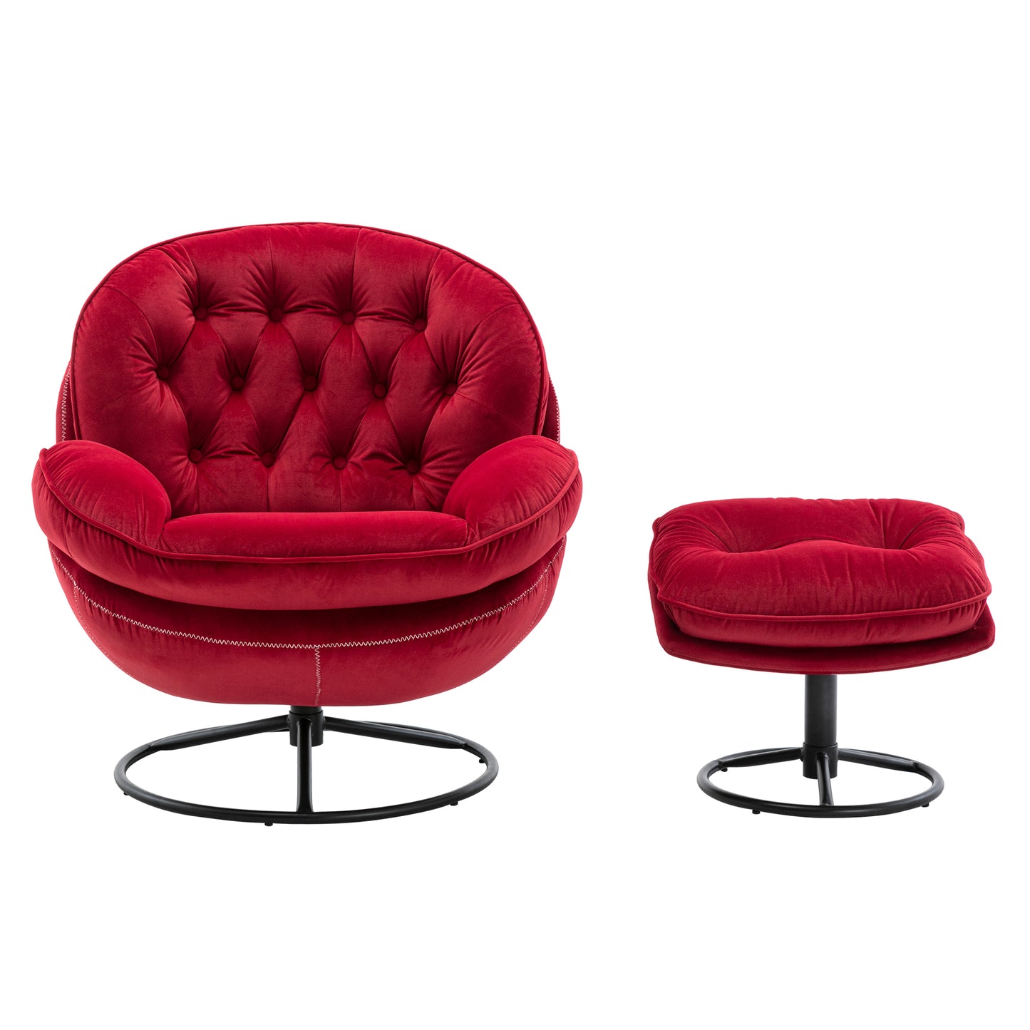 Accent chair with Ottoman - Dark Red