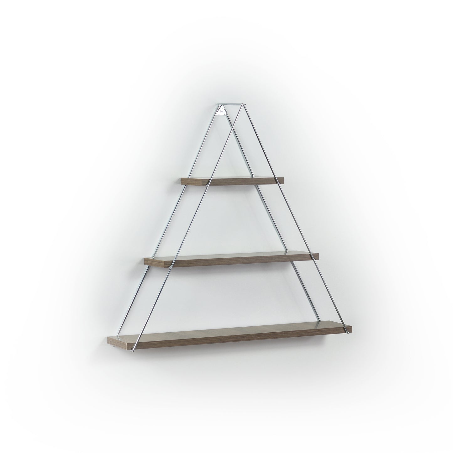 Moset Floating Wall Mounted Triangle Shelf, Walnut/Chrome